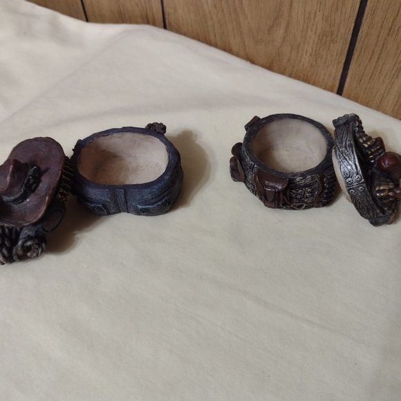 6 pcs Vintage Jewelry Horse Saddle Cowboy Hat Jewelry & Ring Holders Keepers - Picture 10 of 12